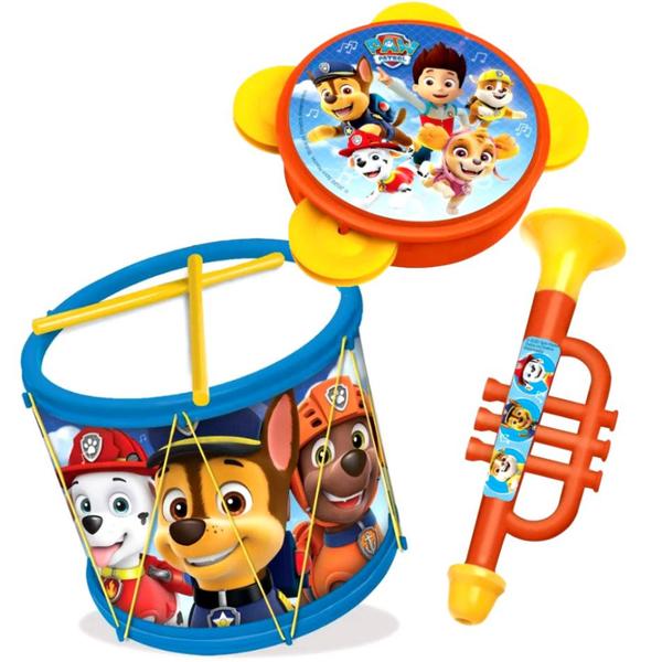 Imagem de Kit Minha Bandinha Infantil Patrulha Canina com Tambor bumbo Pandeiro e Sax Elka