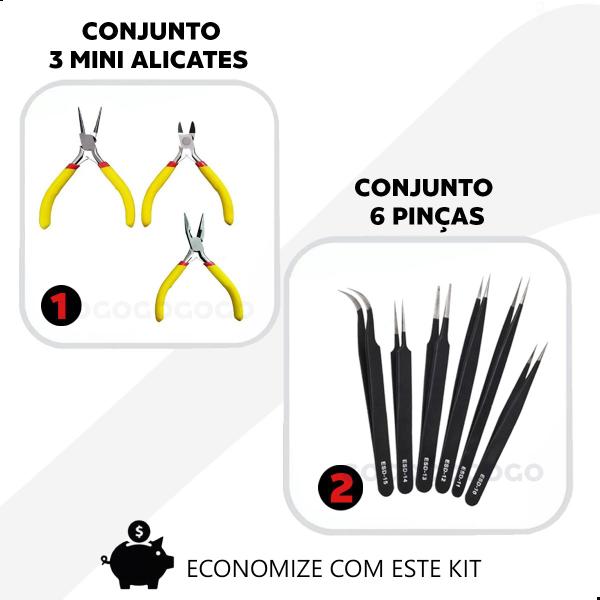 Imagem de Kit Mini Alicates Pinças Eletrônica Bijuteria Semijoia Artesanato Pesca Pinça Antiestática DIY