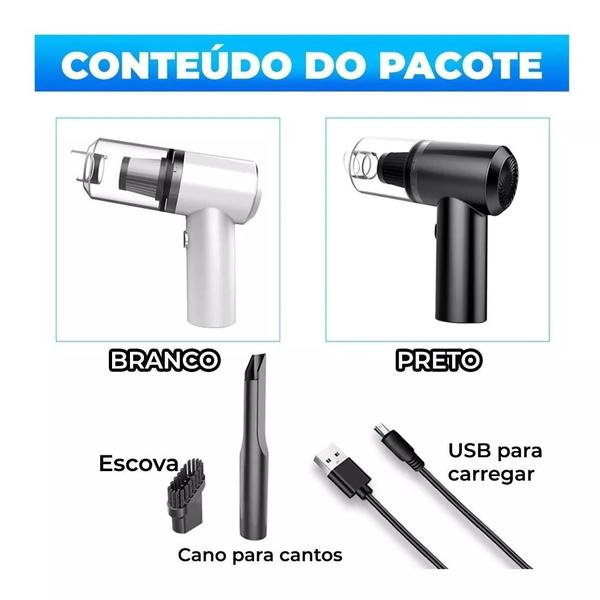 Imagem de Kit Mini Aspirador de Pó Portátil Automotivo USB Recarregável