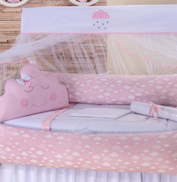 Kit Mini-Berço Meninas 11 Peças - Nuvem Rosa - Enxovalnet Imagem de Kit Mini-Berço Meninas 11 Peças - Nuvem Rosa
