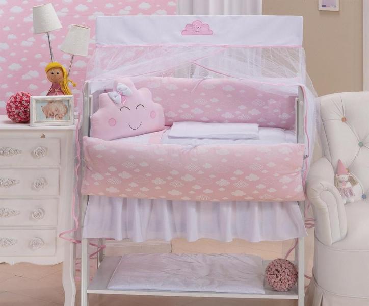 Kit Mini-Berço Meninas 11 Peças - Nuvem Rosa - Enxovalnet Imagem de Kit Mini-Berço Meninas 11 Peças - Nuvem Rosa