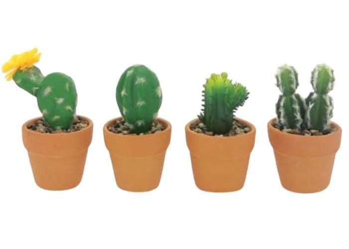 Imagem de Kit Mini  Cactos E Suculentas Enfeites Decorativos 4 Peças