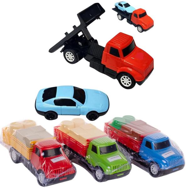 Imagem de Kit Mini Carga + Caminhão Cegonha Infantil Miniatura Criança