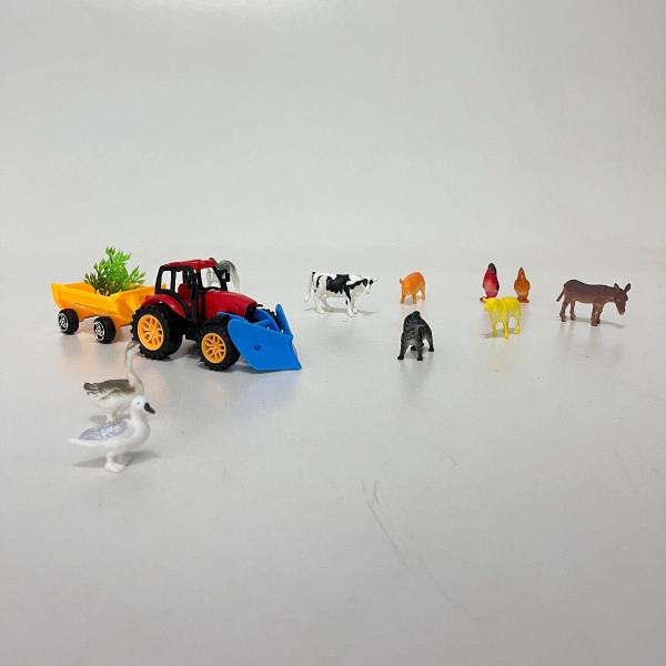 Imagem de Kit Mini Fazendinha 12 Peça Animais Fazenda Trator Brinquedo