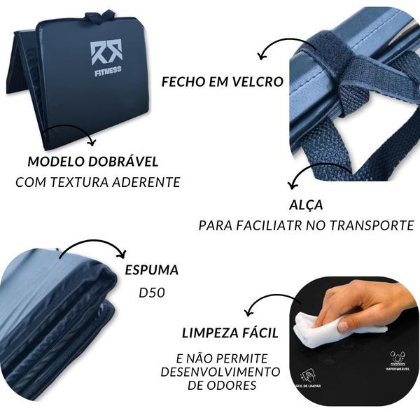 Imagem de Kit Mini Hip Band Forte Faixa Elástica + Par Caneleira Tornozeleira De Peso Profissional + Colchonete Maleta Dobrável D50 De Academia Treino Funcional