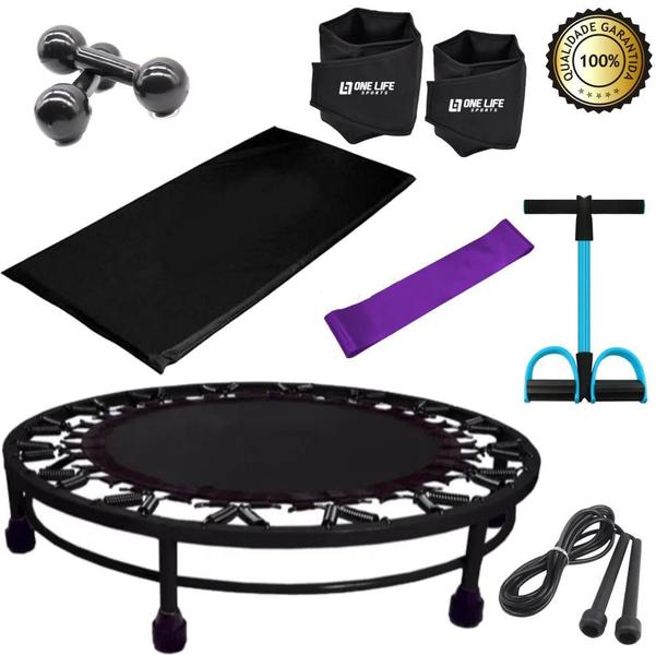 Imagem de Kit Mini Jump +Caneleira+Peso+Colchonete+Band+Extensor+Corda