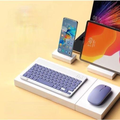 Imagem de Kit Mini Teclado Bluetooth e Mouse Sem Fio Ultrafino 