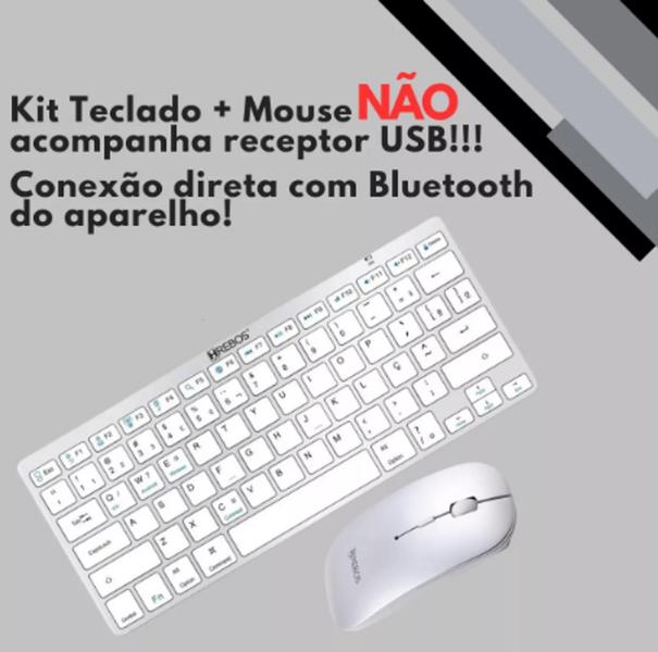 Imagem de Kit Mini Teclado E Mouse Bluetooth Sem Fio Slim P/ Tablet Notebook