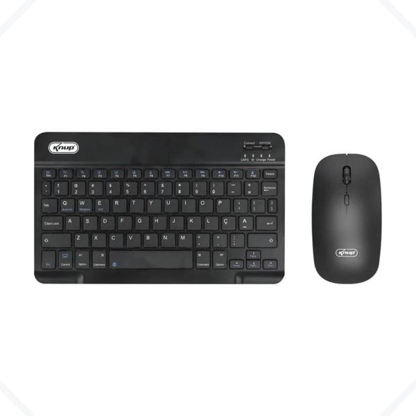 Imagem de Kit Mini Teclado E Mouse Sem Fio Wireless Bluetooth Compacto  KP-TE127 - Preto