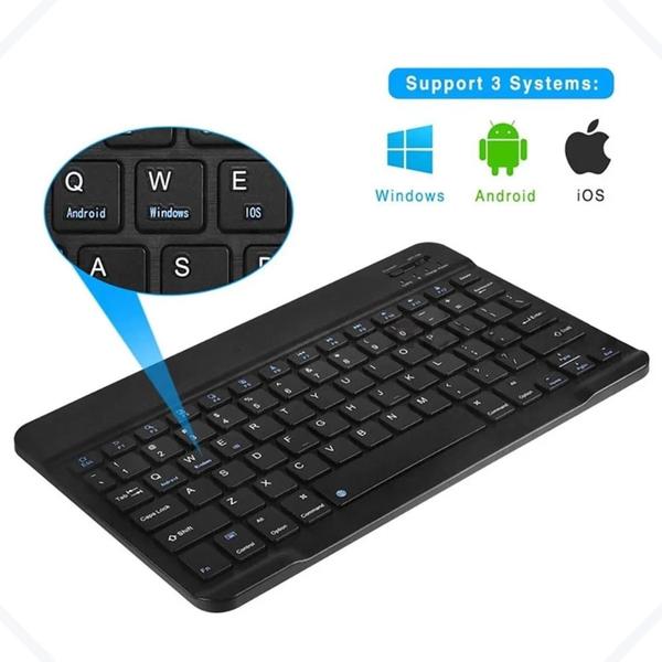 Imagem de Kit Mini Teclado E Mouse Sem Fio Wireless Bluetooth Compacto KP-TE127 - Preto