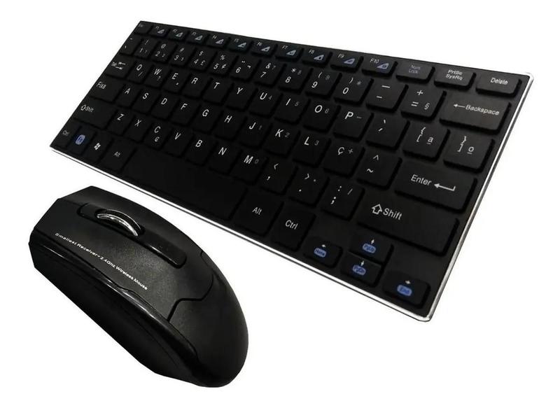 Imagem de Kit Mini Teclado + Mouse Sem Fio 2.4G Ultra Slim Bm Hk 3910