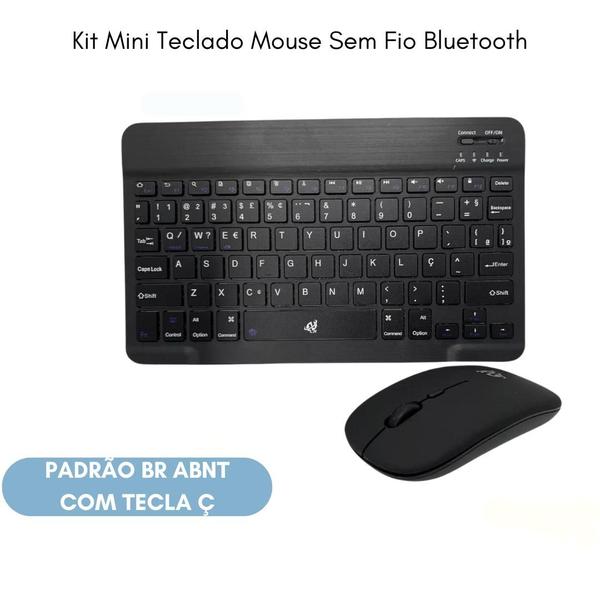 Imagem de Kit Mini Teclado Mouse Sem Fio Bluetooth Notebook Pc Tablet