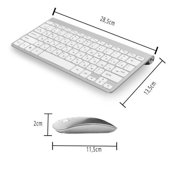 Imagem de Kit Mini Teclado Mouse Sem Fio Escritório Wireless Notebook