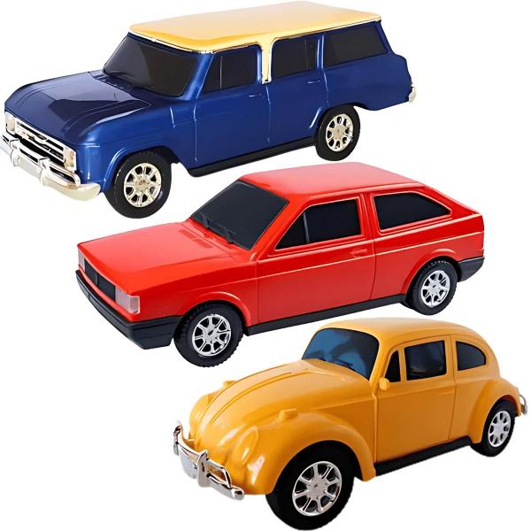 Imagem de Kit Miniaturas Veraneio, Gol e Fusca - Brinquedos Colecionáveis para Presentes e Decoração