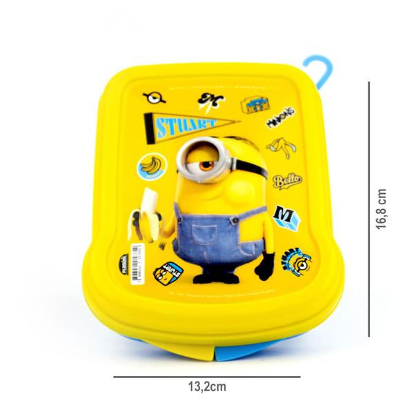 Imagem de Kit Minions, Garrafinha Infantil 500ml Retrô, Caneca Infantil 360ml , e Sanduicheira infantil Plasútil