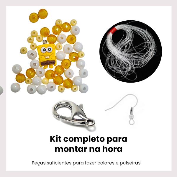 Imagem de Kit missangas para fazer bijuterias divertidas para crianças montar fazer pulseiras colares brincos