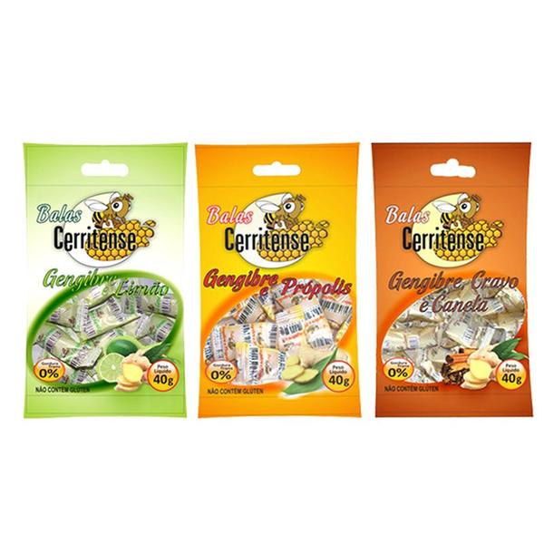 Kit Misto 15X Balas de Gengibre Cerritense Imagem de Kit Misto 15X Balas de Gengibre Cerritense