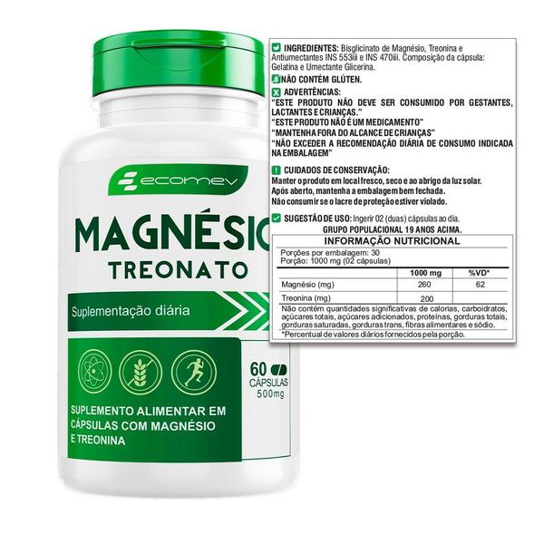 Imagem de Kit Mix Mag3 Taurato Quelato Dimalato Inositol + Treonato 500Mg 120Cáps