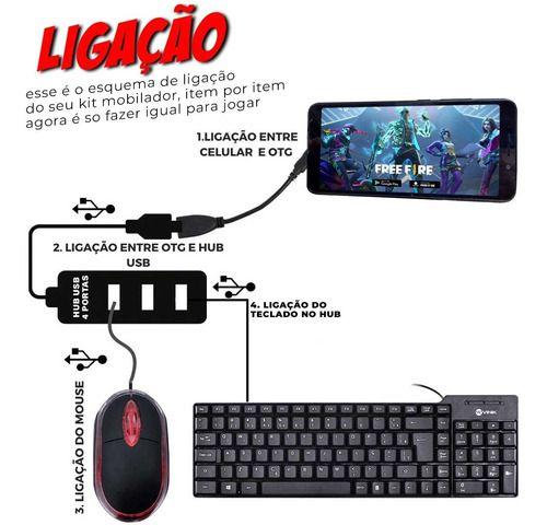 Imagem de Kit Mobilador Gamer Completo com Teclado Mouse e Pad Compatível com Android