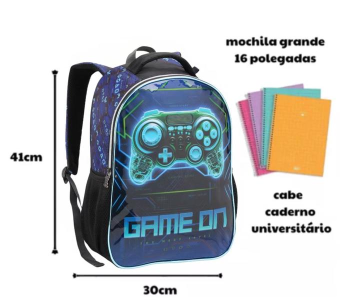 Imagem de Kit Mochila 5 Peças Game Seanite Infantil Menino Estojo Lancheira Garrafa