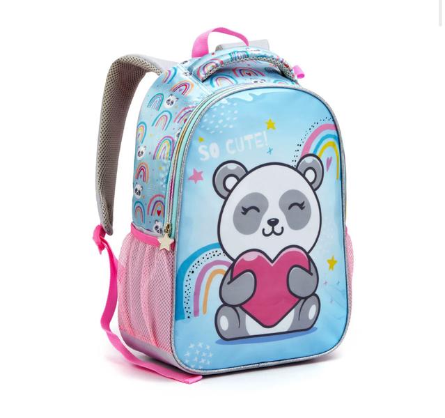 Imagem de Kit Mochila 5 Peças Panda Azul Lancheira Com Estojo Menina Infantil Seanite