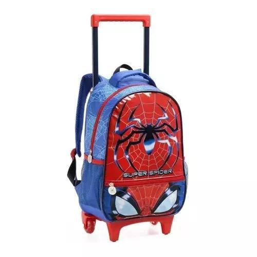 Imagem de Kit Mochila Aranha Escolar Infantil Rodinhas Super Spider G