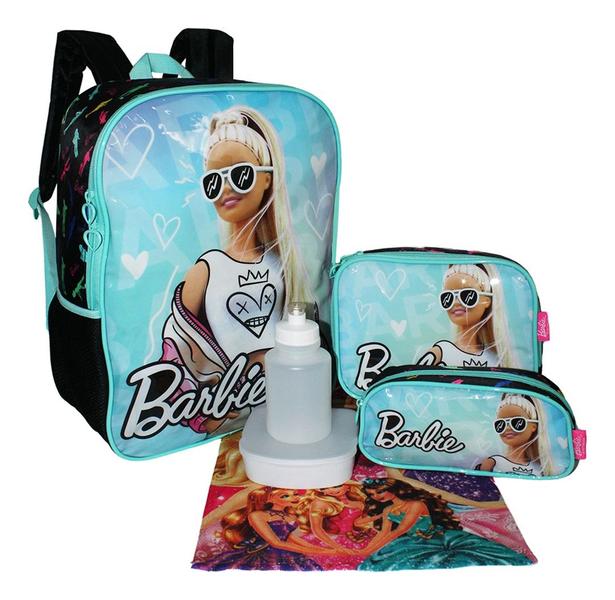 Imagem de Kit Mochila Barbie Filme Meninas Infantil Rodinhas Escolar 