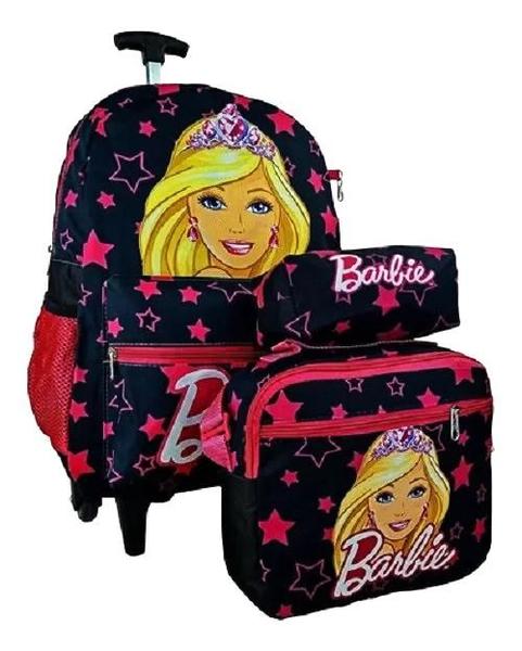 Imagem de Kit Mochila Barbie Infantil escolar juvenil feminina rodinhas lancheira e estojo