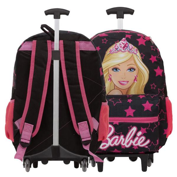 Imagem de Kit Mochila Bolsa Escolar Feminina Estampa Barbie Carrinho