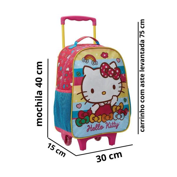 Imagem de Kit Mochila Carrinho E Rodas Lancheira E Estojo Hello Kitty