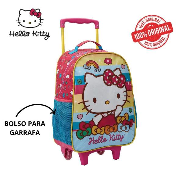 Imagem de Kit Mochila Carrinho E Rodas Lancheira E Estojo Hello Kitty