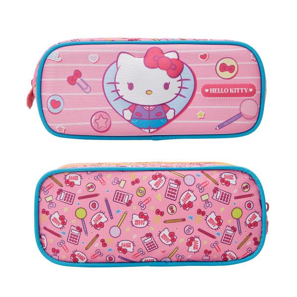 Imagem de Kit Mochila Carrinho Hello Kitty Alto Relevo Escolar Meninas