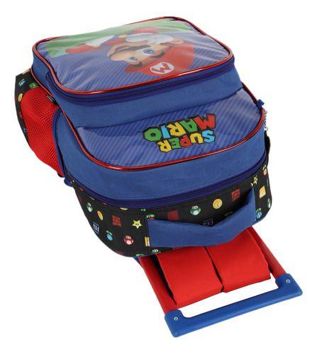 Imagem de Kit Mochila Carrinho Lancheira Estojo Original Super Mario