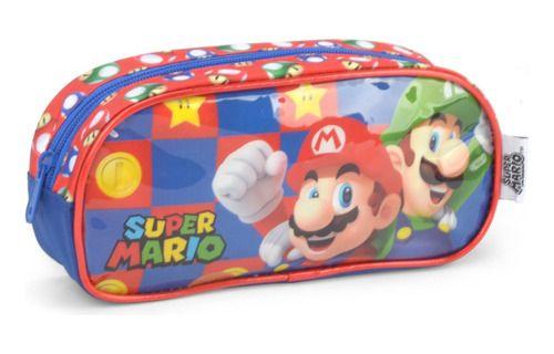 Imagem de Kit Mochila Carrinho Lancheira Estojo Super Mario