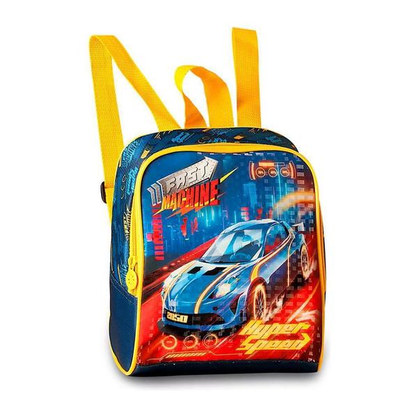 Imagem de Kit Mochila Carro Machine Hot Wheels Rodinhas G Lancheira