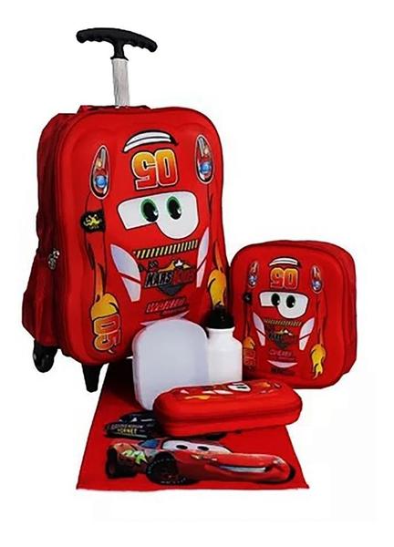 Imagem de Kit Mochila Carros 3d 5005 Infantil Rodinhas Escolar Top 