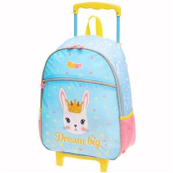 Imagem de Kit Mochila Coelhinha Escolar Infantil Rodinhas G Com Estojo