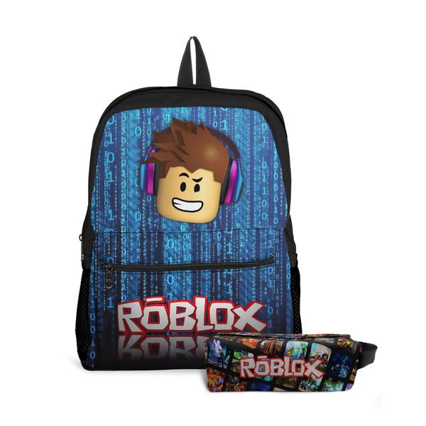 Imagem de Kit Mochila com bolso e Estojo Escolar Infantil Jogos Roblox Menino e Menina