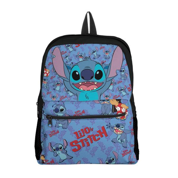 Imagem de  Kit Mochila com Bolso e Estojo Escolar Infantil Lilo e Stitch Menina 