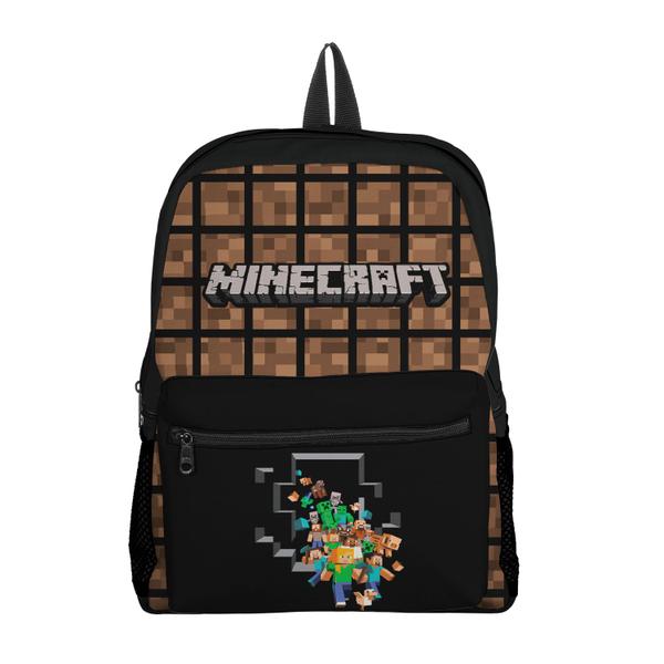 Imagem de kit Mochila com Bolso e Estojo Escolar Infantil Manecraft Menino e Menina 