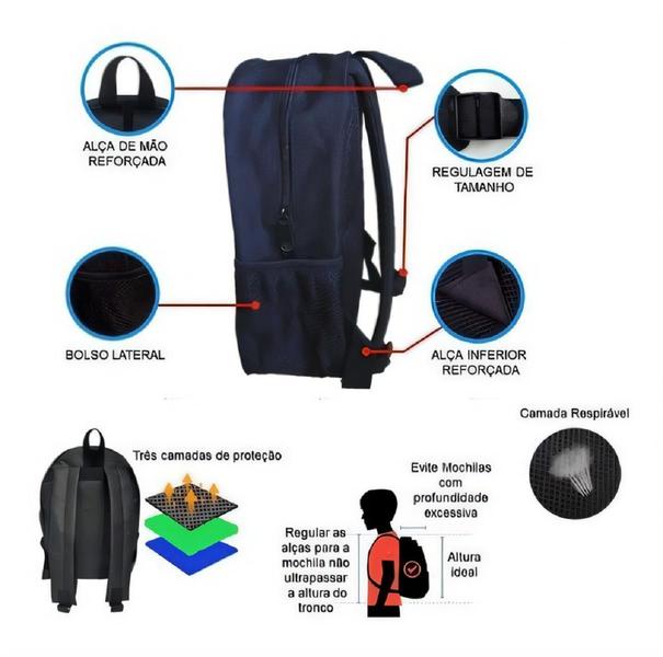 Imagem de Kit Mochila com Bolso e Estojo Escolar Infantil One Peace Menina e Menino