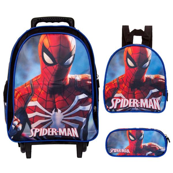 Imagem de Kit Mochila com Roda Infantil Escolar Homem Aranha Marvel