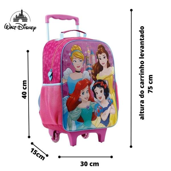 Imagem de Kit Mochila Com Rodas Lancheira +Estojo 16 Princesas Disney