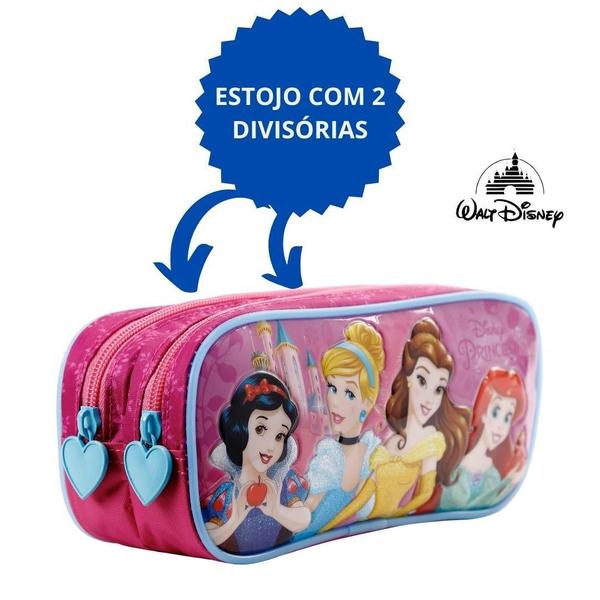 Imagem de Kit Mochila Com Rodas Lancheira +Estojo 16 Princesas Disney