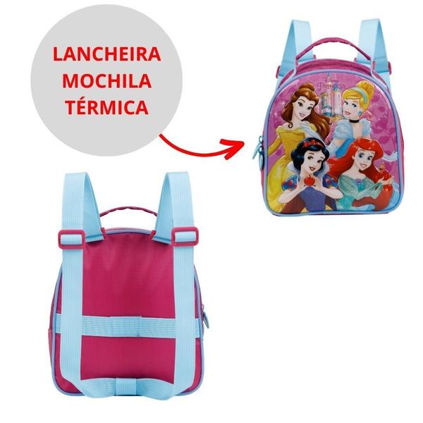 Imagem de Kit Mochila Com Rodas Lancheira +Estojo 16 Princesas Disney