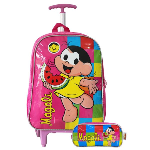 Imagem de Kit Mochila Com Rodinhas E Estojo Escolar Magali Infantil