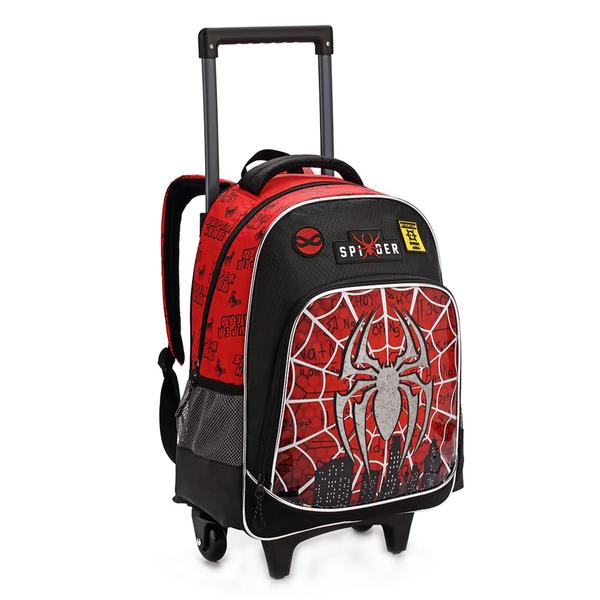 Imagem de Kit Mochila Com Rodinhas Infantil Dark Spider Aranha Novo