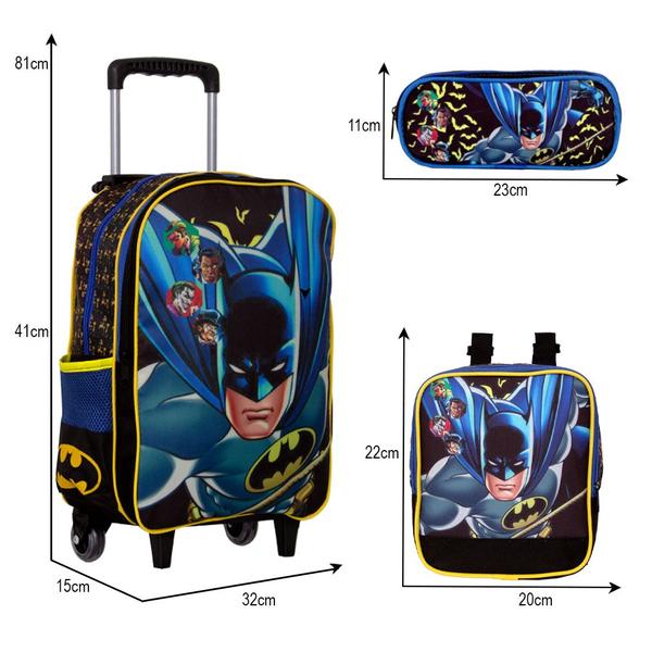 Imagem de Kit Mochila com Rodinhas Menino Infantil Batman DC