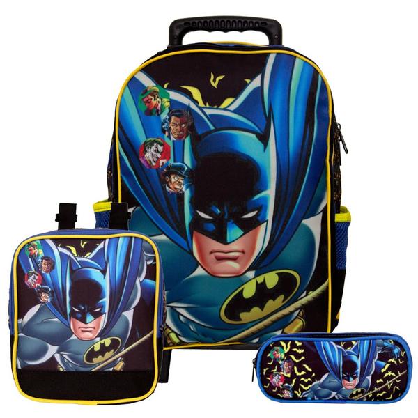 Imagem de Kit Mochila com Rodinhas Menino Infantil Batman DC