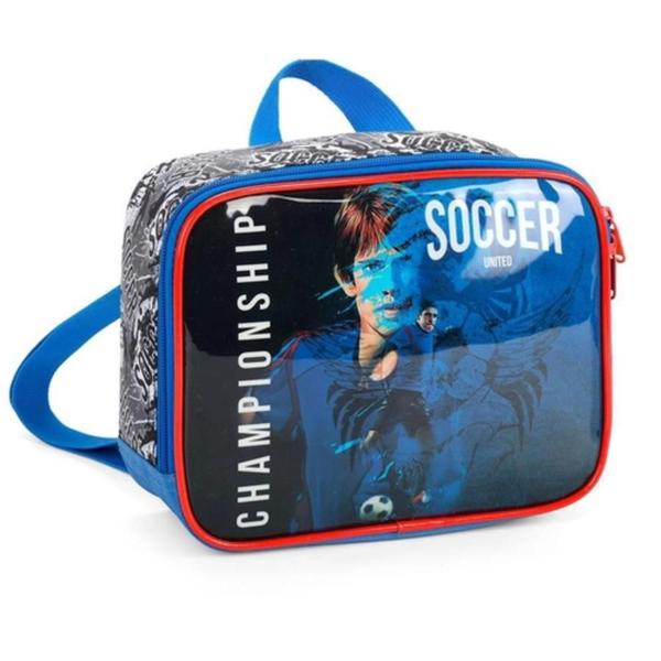 Imagem de Kit Mochila Costas E Lancheira Championship Soccer Goal Azul